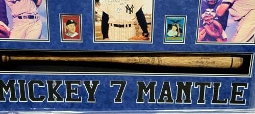 מיקי מנטל חתום על חתימה על חתימה ממוסגרת עטלף קולאז 'NY Yankees PSA - תמונות MLB עם חתימה