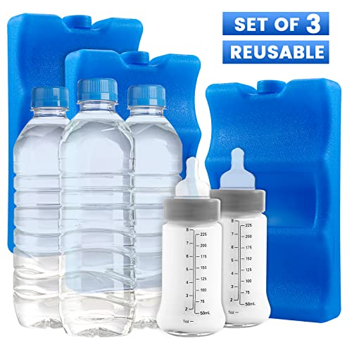 ברקור 3 חבילה כחול חלב אם קרח חבילה, לשימוש חוזר קרח חבילה עבור חלב אם אחסון, בקבוק קרח חבילות עבור תינוק בקבוקים, ארוחת וחלב אם אחסון