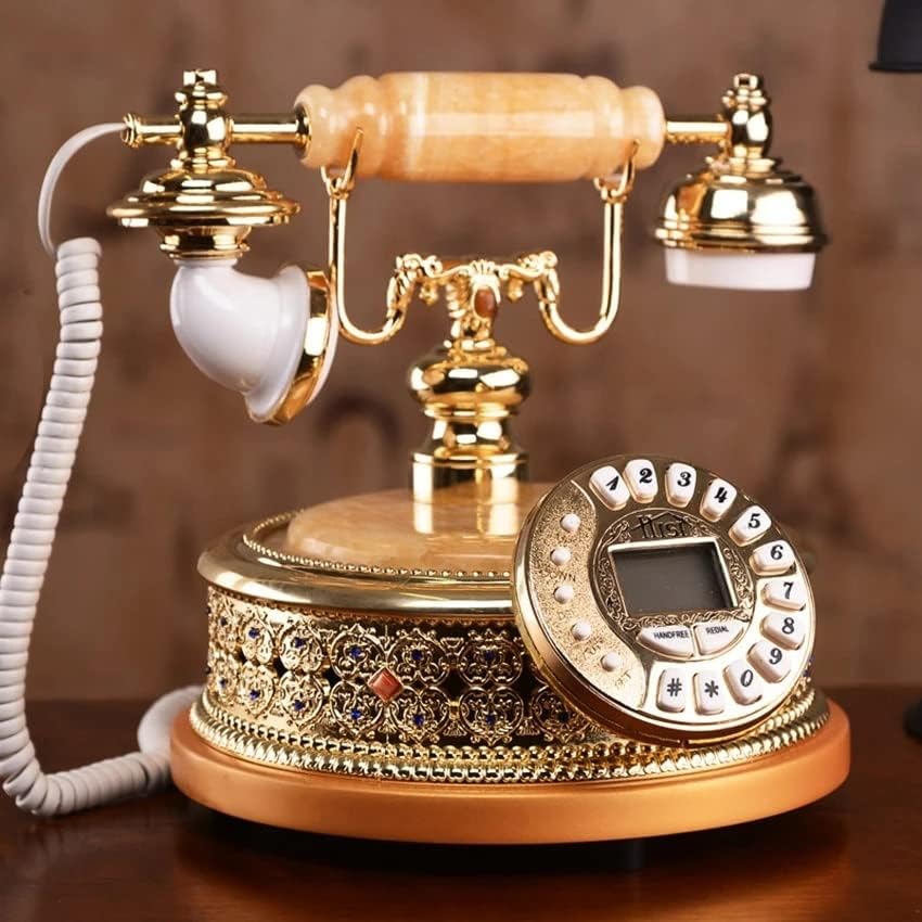 טלפון קווי עתיק של Houkai טלפון ביתי עם אבני חן, מזהה מתקשר DTMF/FSK, 16 רינגטונים, בהירות LCD מתכווננת