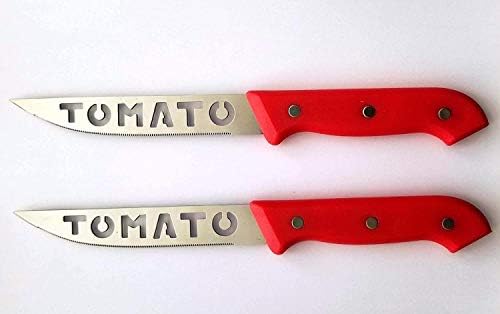 נירוסטה עגבניות מבצע סכיני סט-10-אינץ ארוך כולל ידית-2-חבילה סט של עגבניות חותכי-צבעים