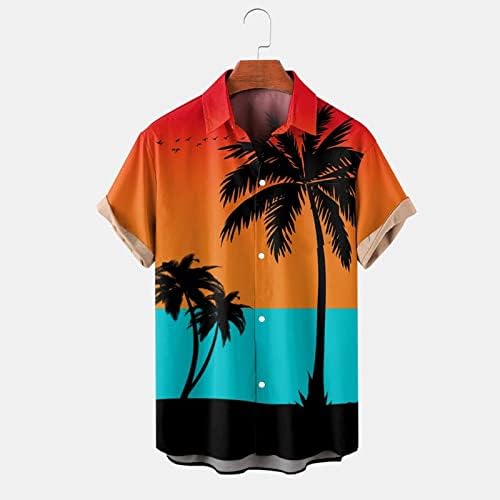 חולצות הדפסה טרופיות של UBST לגברים, כפתור חולצה הוואי חדש של הקיץ המורד שרוול קצר קז'ואלה חולצות חוף חוף