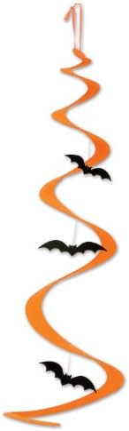 עטלפים של Beistle Felt Spiral ליל כל הקדושים קישוט נושא עבור ציוד מסיבות מפחיד, 30 , כתום/שחור
