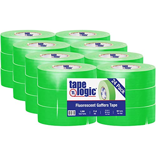 Tape Logic® Gaffers Tape, 11.0 מיל, 2 x 50 yds, ירוק פלורסנט, 24/מארז