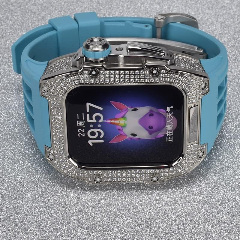 Bezel Titanium Titanium להקת גומי Soumix עבור Apple Watch 8/7 Apple Mod Watch Experty החלפת טיטניום יוקרה תואם לסדרת Iwatch 45 ממ עם כלי