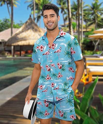 חולצות הוואי של Babioboa מגדירים כפתור 2 חלקים למטה לבוש חוף תלבושת הדפס אלוהה טרופית עם כובע דלי