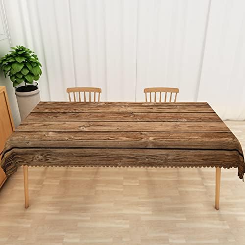 מפת שולחן עץ מלבן 60 על 84 אינץ ' עמיד למים בד שולחן עץ חקלאי, בד כיסוי שולחן בצבע עץ למטבח מורדן, כיסוי שולחן מרקם עץ כפרי שולחן אוכל