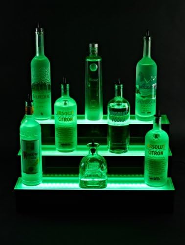 Armana Productions 3 מדף בקבוקי משקאות משקפים - LED מדף תצוגת בקבוק משקאות מואר 24