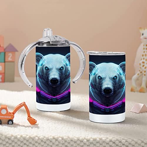 זוהר בחושך דוב קש כוס-קוטב דוב תינוק קש כוס-ניאון הדפסת קש כוס