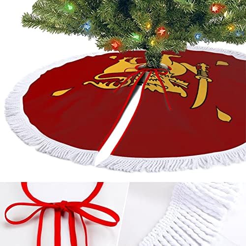 לוגו דגל סרי לנקה חצאית עץ חג המולד חצאית עגול עגול עגול עגול עגול חג המולד עם קצה משולב לקישוטי חצר חיצוניים מקורה