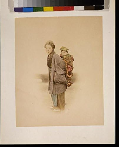 צילום: אמא נושאת ילד על גבה, יפן, 1877, פליס ביאטו, ילדים