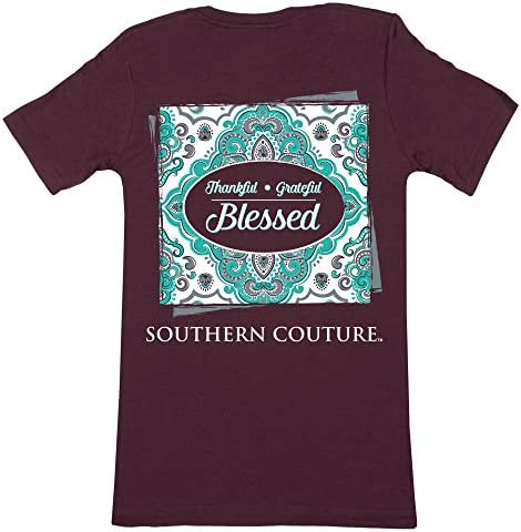 Southern Couture SC קלאסי קלאסי אסיר תודה תודה לנשים מבורכות חולצת טריקו קלאסית - Maroon