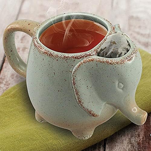 ספל פיל 15oz עם מעט כיס לשקית התה שלך או לעוגיות עם הקפה שלך, נהדר לכל חובב תה - נחושת
