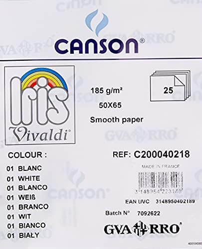 CANSON 200409038 25 גיליונות קרטון 50X65 סמ לבן
