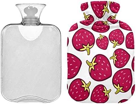 בקבוקי מים חמים עם כיסוי פירות אדום תות ברי חם מים תיק עבור כאב הקלה, חם קר לדחוס, מים חימום כרית 2 ליטר