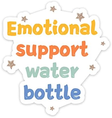 מדבקת בקבוקי מים תמיכה רגשית, ציטוט מצחיק 2 חבילה מדבקות ברורות למחשב נייד בקבוקי מים טלפוניים