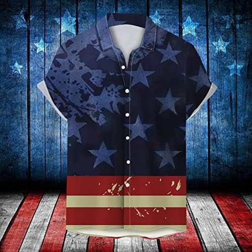 חולצות פטריוטיות של Beuu Mens 4 ביולי רטרו רטרו אמריקה כפתור מטה צווארון צווארון יום העצמאות יום עצמאות חולצה מזדמנת