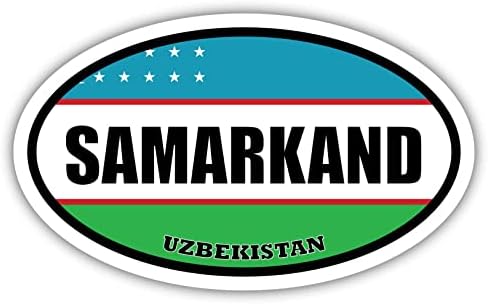 סמארקנד אוזבקיסטן דגל מדבקות סגלגל מדבקה פגוש ויניל 3x5 אינץ '