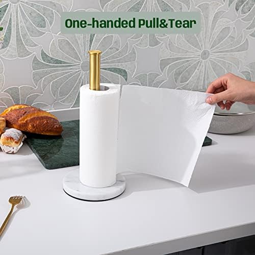 מחזיק מגבת נייר של Adolif עומד עם בסיס שיש, מחזיק גליל מגבת נייר משטח- עבור משטח מטבח אמבטיה, מחזיק גליל סטנדרטי או ג'מבו בגודל ג'מבו