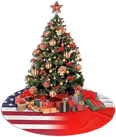 חצאית עץ חג המולד, דגל אמריקאי בגודל 30-48 אינץ 'ומזרן עץ דגל פולני לקישוטים לחג המולד קישוטים למסיבת חג