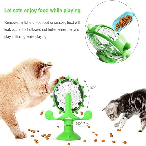 צעצוע מזין איטי של חתול עם כוס יניקה עוצמתית מתקן מזון 360 מעלות טחנת רוח מסתובבת דליפת מים דליפת צעצוע חדש מסתובב חיית מחמד בטוחה ועמידה