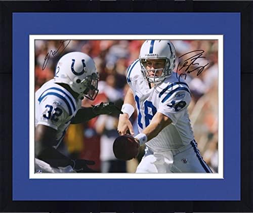 Fyton Manning ו- Edgerrin James Indianapolis Colts חתימה על חתימה של 16 x 20 תצלום מסירה - תמונות NFL עם חתימה