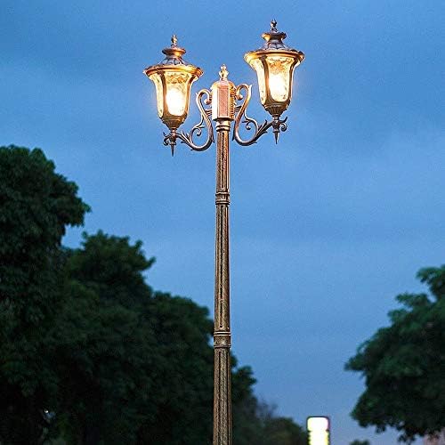 TQXDD Vintage 2 Lights 2.7M אירופאי מסורתי חיצוני פוסט מנורת רטרו גן עמוד פנס פנס נוף רחוב אור E27 מסלול בולארד אטום למים גבוה למרפסת