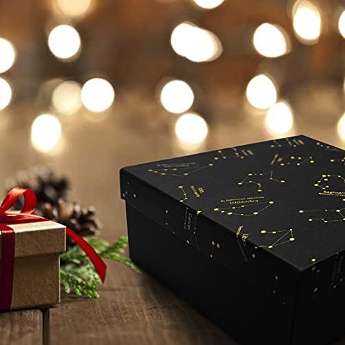 קופסת מתנה, קופסאות מתנה שחורות של פיפיון עם מכסים ומילוי נייר מגורר, 10 על 8 על 4 אינץ ' קונסטלציה חותמת זהב קופסת מתנה גדולה לקופסת