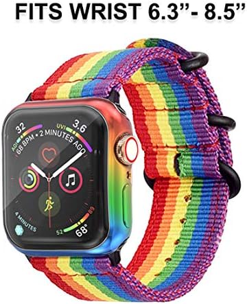 עבור קשת Apple Watch Band 44 ממ ומגן מסך 40 ממ, סדרה 6/SE/5/4 גאווה גאווה LGBTQ רצועת ספורט צמיד עם כיסוי פנים ססגוני