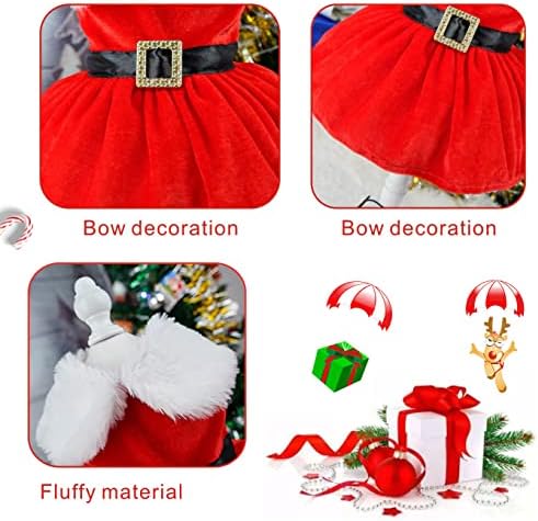 שמלת כלב חג המולד של אידפט, סנטה קלאוס חצאית כלב חג המולד תלבושת תלבושת לחג המולד כלב בנות בגדי חורף בגדי חיות חיות מחמד אדום חליפת חצאית