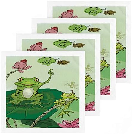 קיגאי 2 חבילות צפרדע לוטוס איור מטליות כביסה - מגבות פנים רכות, מגבות כושר, איכות מלון וספא, מגבות אצבעות כותנה טהורות לשימוש חוזר