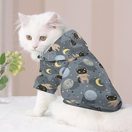 חתולים חמודים אסטרונאוטים מחמד קפוצ'ון חורף סווטשירט עם ברדס עם כובע לחתול כלבים תלבושת גור תלבושת חמודה