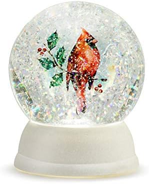 Demdaco Dean Crouser Lit Cardinal עם Holly Winter White 6 x 4.5 Acrylic Ackrylic Gobe Globe