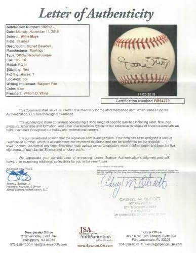 ווילי מייס JSA מוסמך רולינגס NL בייסבול חתימה חתימה - כדורי בייסבול חתימה