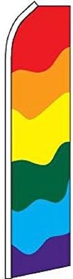 קשת גאווה הומוסקסואלית מנופפת בפרסום 11.5'x2.5 'דגל סופר פוליאסטר סרוג סופר